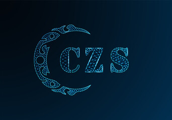 Low poly letter logo CZS design. CZS letter logo low poly vector design on blue color gradient background. CZS logo low poly design