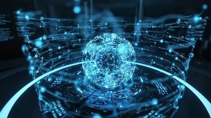 Advanced Artificial Intelligence Core Analyzing Global Data in a Futuristic Digital Command Center - Powered by Adobe