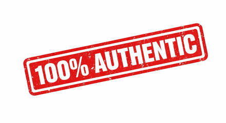 Red 100% authentic rubber stamp vector illustration design.
