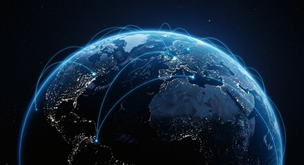Obraz premium Global Network World Connections Spanning Continents in a Digital Era.