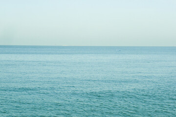 Empty beach and city on the beach,blue sea and view of nice tropical in summer time and sunny.