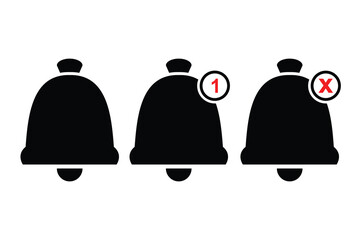 notification bell icons set with alert and error symbols. vector illustration