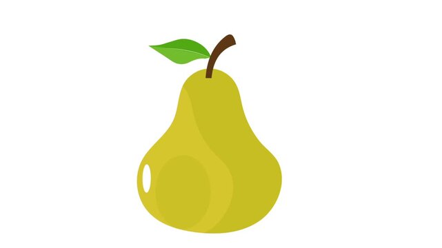 Illustrated pear animation, Cute Green Pear Simple Animation Loop