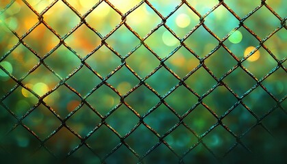 Fototapeta premium Rusty Chain Link Fence Against A Blurred Background