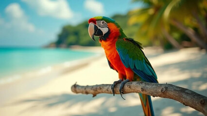 Colorful parrot on a branch