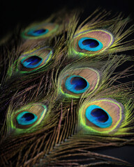 Obraz premium Peacock Feathers Vibrant Colors Studio Lighting Detail