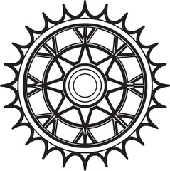 Abstract Sun Emblem with Geometric Rays