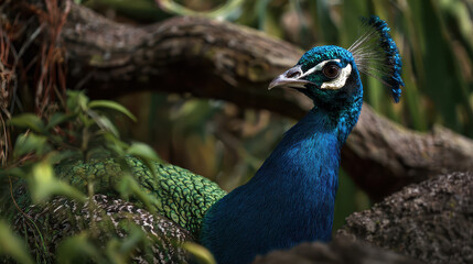Peacock Jungle Setting Natural Light Depth of Field