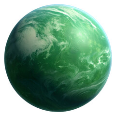 Green planet isolated on white background ideal for eco visuals sustainability themes and nature concepts
