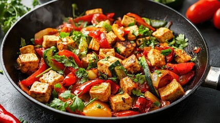 Organic vegetable stir-fry with tofu