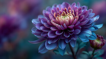 Vibrant Purple Dahlia with Detailed Petals and Soft Background