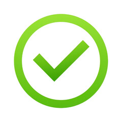 Green check mark inside a circle isolated on transparent background
