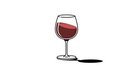Wine glass filled with red wine.
