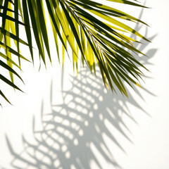 Fototapeta premium shadow overlay effects,realistic palm leaf shadow on transparent background,Natural shadow of tropical palm branch,mockup of shadow for product presentation, backdrop,Summer sunlight and shadow overla