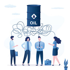 Business people investors think about crude oil, leadership skill, work responsibility. Investment, wealth and risk management.