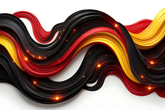 Wavy german flag colors with sparkling lights - Powered by Adobe