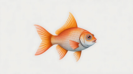 Orange fish, detailed illustration, side profile.
