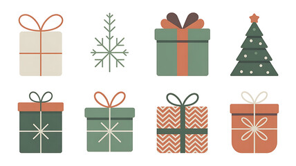 Christmas gifts and decorations, simple design.
