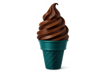 3d rendering of a chocolate ice cream with a stylized design, perfect for summer projects, placed on a transparent background