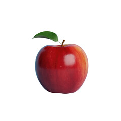 3d rendered illustration of a red apple with a green leaf isolated on transparent background