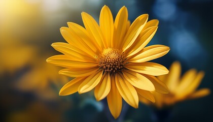 Obraz premium close up of a vibrant yellow flower in a soft natural background