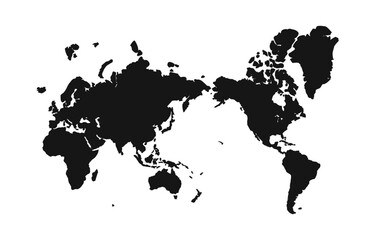 Black World map silhouette. Template for business, media, foreign affairs, international relations. Europe America. All continent.