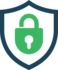 Cybersecurity Shield with Padlock Icon