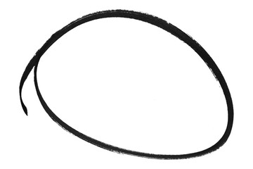 Black pencil highlight circle mark isolated on transparent background
