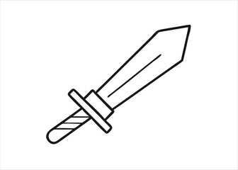 A simple line art representation of a sword icon showcasing a clean and minimalist design suitable for various graphic applications isolated on white background