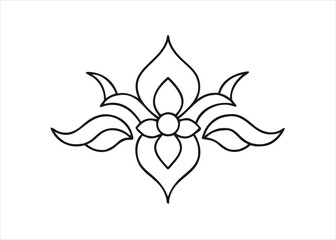 Elegant thai art style decorative ornament design featuring intricate black color detailing and a distinct outer line presented isolated on white background