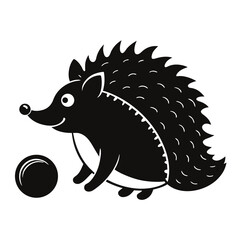 Hedgehog Rolling Ball vector clean black silhouette design white background