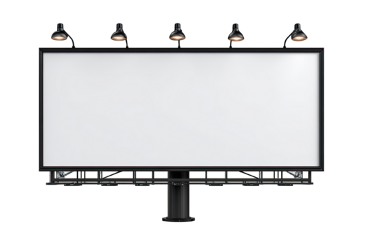 Empty billboard with modern lighting