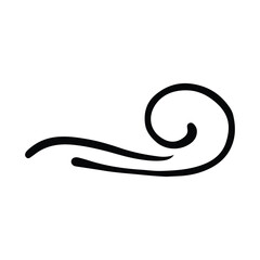 Simple doodle wind line drawing set. Vector sketch of wind in motion, air blow and swirl elements. Air blow motion, smoke flow art, abstract line for cards, logo design, web, social media and posters