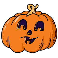 Hand drawn Halloween SVG doodle, cartoon element of pumpkin jack-o-lantern for stickers, pritns, cards, social media decor