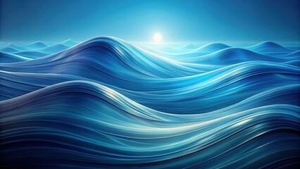 Fototapeta premium Serene Blue Abstract Ocean Wavescape A Calm and Peaceful Digital Representation of Rolling Undulating Water Surface with a Soft Light Source