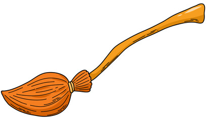 Hand drawn Halloween SVG doodle, cartoon element of witch's boom for stickers, pritns, cards, social media decor © Натали Осипова