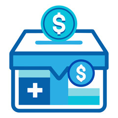 Obraz premium Charity Box with Coins Humanitarian Icon Silhouette – Clean Vector Isolated on Transparent Background for World Humanitarian Day and Donation Support