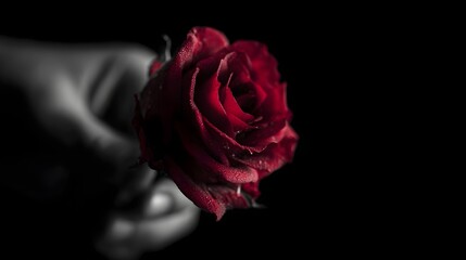 Obraz premium A captivating red rose in grayscale