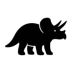 very simple flat and single minimalist Triceratops Silhouettes in black on a white background