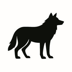 very simple flat and single minimalist Wolf Silhouettes in black on a white background