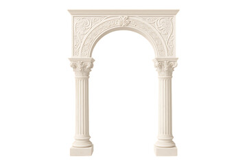 Obraz premium Decorative greek roman arch with floral carvings and corinthian columns architecture design isolated on transparent background greek or roman arc