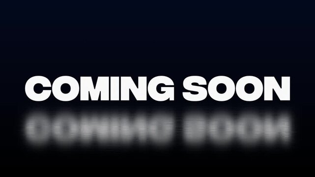 Coming Soon text animation with glitch effect isolated on black background