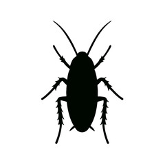very simple flat and single minimalist Cockroach Silhouettes in black on a white background