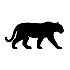 Fototapeta premium very simple flat and single minimalist White Tiger Silhouettes in black on a white background