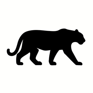 very simple flat and single minimalist White Tiger Silhouettes in black on a white background