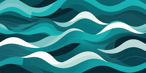 Seamless wavy lines create a flowing water pattern with blue ocean texture
