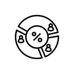 Polling Data Icon – Voter Demographics and Election Statistics in Pie Chart Outline Style