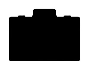 Silhouette of a classic briefcase, symbolizing business and travel, in black