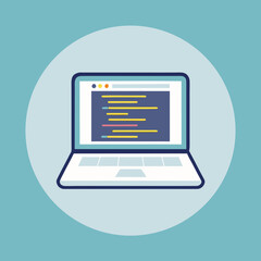 Modern laptop displaying colorful code, perfect for tech and business concepts.