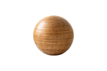 Polished wooden sphere with visible horizontal grain lines and natural wood texture, isolated on a transparent background